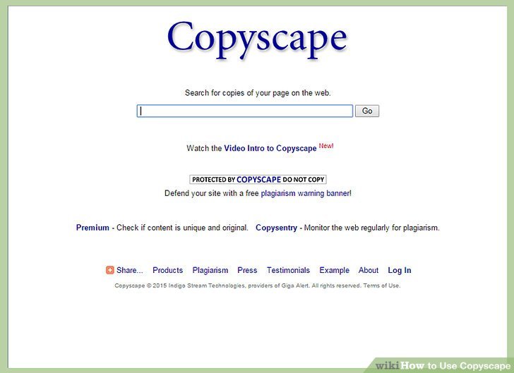 Copyscape plagiarism checking tool screen